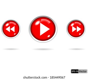 Light Web Elements: Buttons, Player, Audio, and play rewind, forward vector illustration buttons