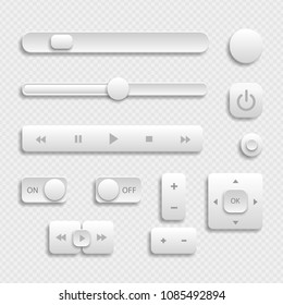 Light Web UI Elements Design Gray. Elements: Buttons, Switchers, Slider