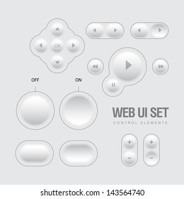 Light Web UI Elements Design Gray. Elements: Buttons, Switchers, Slider