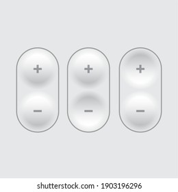 Light Web UI Elements Design Gray. Elements Buttons, Switchers, Slider