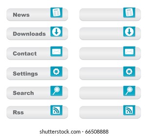 Light Website Button Set With Icons