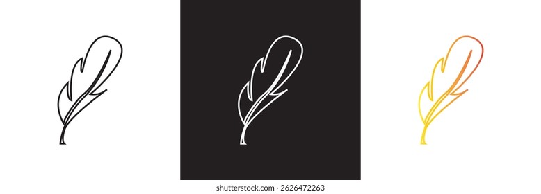 Icono de pluma de pájaro ligero.  Vector para Sitios web, interfaces móviles, presentaciones, Anuncio, imagen de marca, etc. Ilustración vectorial. aislado en el fondo blanco y negro. EPS 10