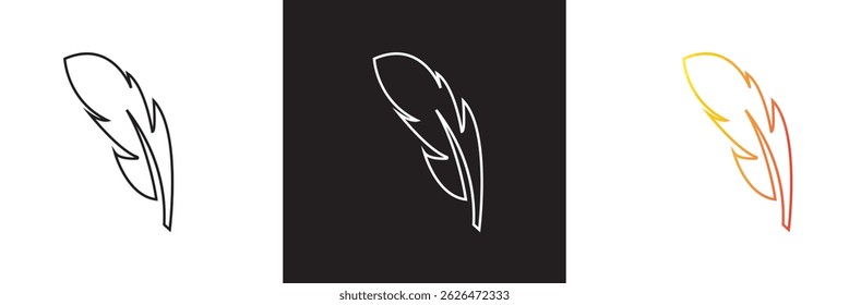 Icono de pluma de pájaro ligero.  Vector para Sitios web, interfaces móviles, presentaciones, Anuncio, imagen de marca, etc. Ilustración vectorial. aislado en el fondo blanco y negro. EPS 10