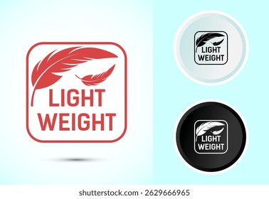 Ilustración de diseño de icono de peso ligero. Icono de la pluma, símbolo ligero del signo de la etiqueta en color blanco y negro