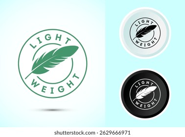 Light weight icon design illustration. Feather icon, Light weight label sign symbol in color black and white