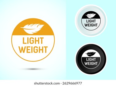 Light weight icon design illustration. Feather icon, Light weight label sign symbol in color black and white