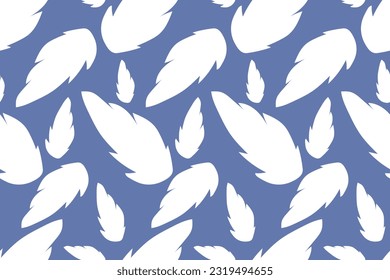 Light , weightless, white feathers. Trendy, stylish, fashionable, seamless vector pattern for design and decoration.
 