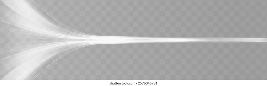 Light white bright white line swirl effect. Glowing white semicircle on isolated background. Vector illustration stream of fresh wind png.	