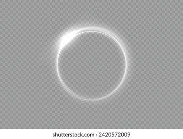 Light white circle. The energy flow tunnel. Curve light effect of white line. Abstract luxury white light vector flare semicircle and spark light effect. Luminous white circle portal. Ring background