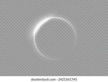 Light white circle. The energy flow tunnel. Curve light effect of white line. Abstract luxury white light vector flare semicircle and spark light effect. Luminous white circle portal. Ring background