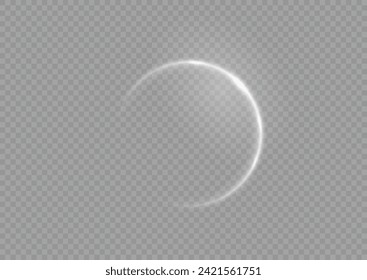 Light white circle. The energy flow tunnel. Curve light effect of white line. Abstract luxury white light vector flare semicircle and spark light effect. Luminous white circle portal. Ring background