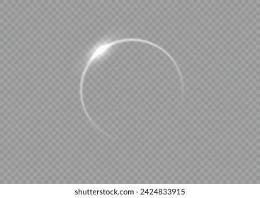 Light white circle. The energy flow tunnel. Curve light effect of white line. Abstract luxury white light vector flare semicircle and spark light effect. Luminous white circle portal. Ring background