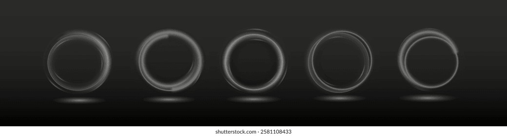 Light white circles. Curve light effect of white line. Luminous white circle portal. Vector illustration