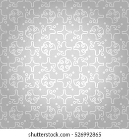 Light white decorative seamless pattern background in strange style. Plain medley repeatable backdrop. Contemporary texture. Bright, graphical design for game, surface, packing-paper or other purpose.