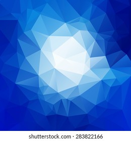 Light white and deep blue like deep ocean color abstract geometric rumpled triangular low poly style vector illustration graphic background