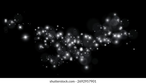 Polvo blanco y claro. Fondo de efecto Bokeh . Navidades de fondo de polvo brillante. Luz brillante con luz bokeh de confeti. Bengala de cristal. fondo de polvo.