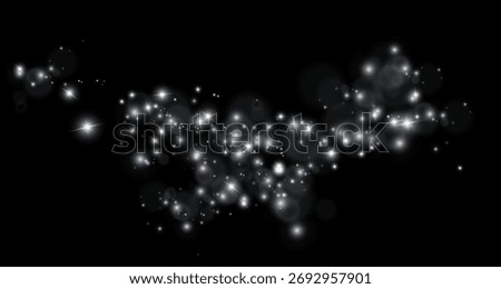 Light and white dust. Bokeh effect background . Christmas glowing dust background. Glowing light with confetti bokeh light. Crystal flare. dust background.