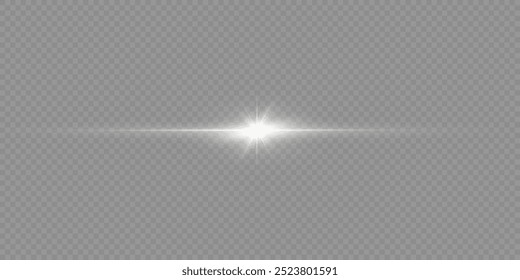 Light white effect reflections, neon illumination in white colors. Bright light lens. Police light effects, lines. Shiny stars, glowing sparks on a black background. Vector red light effect