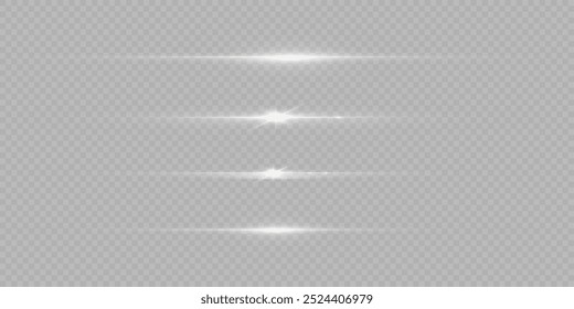 Light white effect reflections, neon illumination in white colors. Bright light lens. Police light effects, lines. Shiny stars, glowing sparks on a black background. Vector red light effect