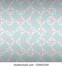 Light white fancy seamless pattern background in maze style. Shining, symmetric design for game, banner, fabric or other purpose. Classic decor. Compound medley repeatable backdrop.