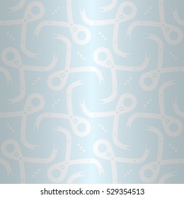 Light white geometric seamless pattern background in tribal style. Colorful, graphic design for curtain, wallpaper, textile or other purpose. Plain mosaic repeatable backdrop. Retro decor.