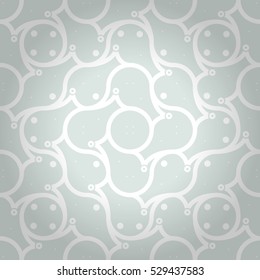 Light white geometrical seamless pattern background in alien style. Colored, symmetric design for curtain, textile, surface or other purpose. Tangled medley repeatable backdrop. Contemporary texture.