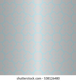 Light white geometrical seamless pattern in ritual style. Retro motif. Bright, symmetric design for textile, curtain, ads or other purpose. Simple puzzle repeatable backdrop.