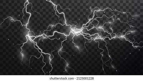  Light White Isolated Vector Lightning Png. Magic Light Abstract Lines. Realistic Natural Lightning Effects.