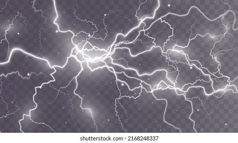 Light white isolated vector lightning png. Magic light abstract lines. Realistic natural lightning effects.	
