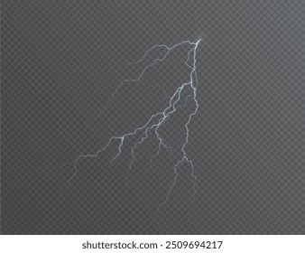 Light white isolated vector lightning png. Magic light abstract lines. Realistic natural lightning effects.	
