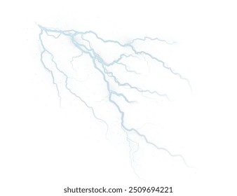 Light white isolated vector lightning png. Magic light abstract lines. Realistic natural lightning effects.	
