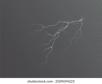 Light white isolated vector lightning png. Magic light abstract lines. Realistic natural lightning effects.	
