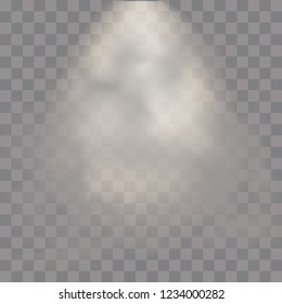Light and white light lights on the floor. Abstract white background for displaying your product. Spotlight realistic beam. Christmas and New Year themes

