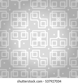 Light white ornamental seamless pattern in liner style. Vector background.