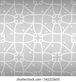 Light white ornamental seamless pattern in inwrought style. Classic design. Knotty mosaic repeatable backdrop. Vector background.