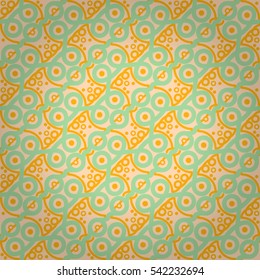 Light white ornamental seamless pattern in alien style. Plain mosaic repeatable backdrop. Colored, graphic design for textile, carpet, wallpaper or other purpose.