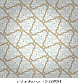 Light white ornamental seamless pattern in organic style. Vector background. Bright, graphic design for game, ads, textile or other purpose. Plain puzzle repeatable backdrop.