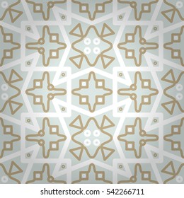 Light white ornamental seamless pattern in kaleidoscopic style. Vector background.