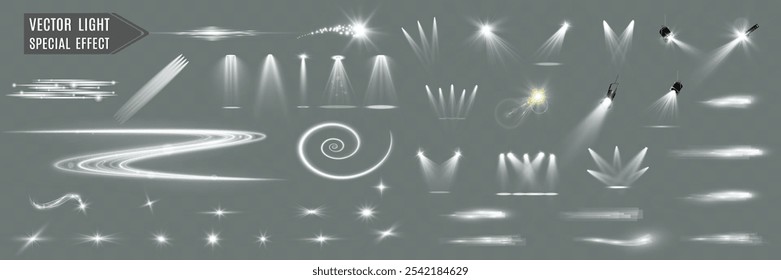 Light white speed and spotlight shine effect,glow line sparkle shine. Silver white wavy effects.	