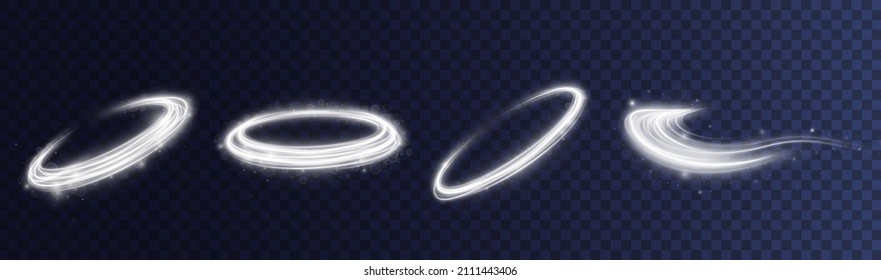 Light white Twirl. Curve light effect of white line. Luminous white circle. Light white pedistal, podium, platform, table. Vector PNG. Vector illustration