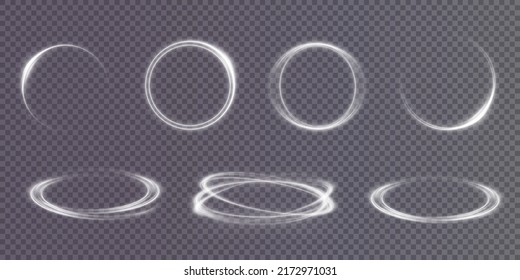 Light White Twirl. Curve Light Effect Of White Line. Luminous White Circle. PNG Light White Pedistal, Podium, Platform, Table. Vector PNG.