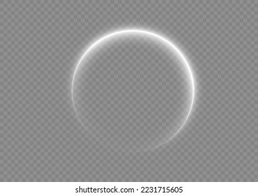 Light white Twirl. Curve light effect of white line. Abstract luxury white light vector flare semicircle and spark light effect. Luminous white circle portal. PNG Podium, platform, table.