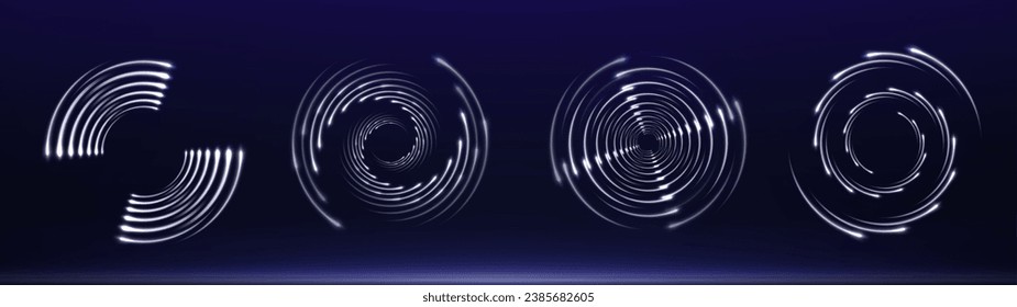 Toro blanco claro. Efecto de la luz de curva de la línea blanca. Círculo blanco luminoso. Pétalo blanco claro, podio, plataforma, mesa. Vector PNG. Ilustración del vector	
