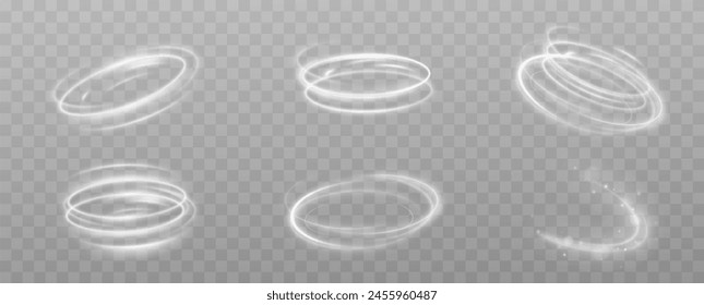 
Giro blanco claro. Efecto de luz de curva de línea blanca. Espiral blanca brillante. El efecto de las líneas abstractas de alta velocidad. Anillos brillantes giratorios.