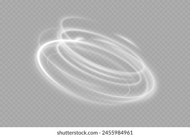 Giro blanco claro. Efecto de luz de curva de línea blanca. Espiral blanca brillante. El efecto de las líneas abstractas de alta velocidad. Anillos brillantes giratorios.
