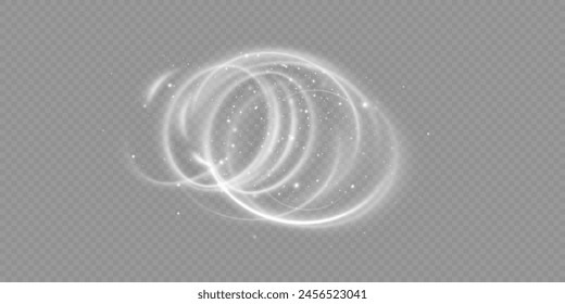 Giro blanco claro. Efecto de luz de curva de línea blanca. Espiral blanca brillante. El efecto de las líneas abstractas de alta velocidad. Anillos brillantes giratorios.