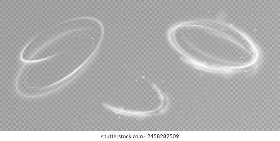 Light white Twirl. Curve light effect of white line. Glowing white spiral. The effect of high-speed abstract lines. Rotating shiny rings.