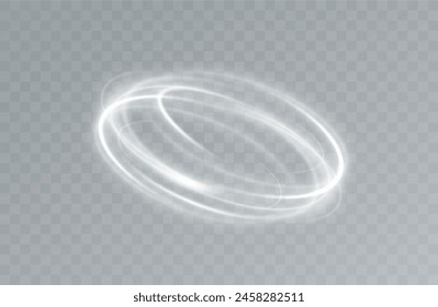 Light white Twirl. Curve light effect of white line. Glowing white spiral. The effect of high-speed abstract lines. Rotating shiny rings.