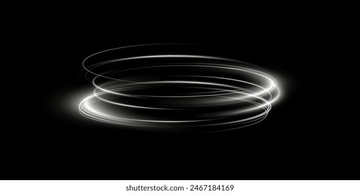 Light white Twirl. Curve light effect of white line. Luminous white circle. Light white pedistal, podium, platform, table. Vector PNG. Vector illustration	
