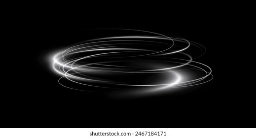 Light white Twirl. Curve light effect of white line. Luminous white circle. Light white pedistal, podium, platform, table. Vector PNG. Vector illustration	

